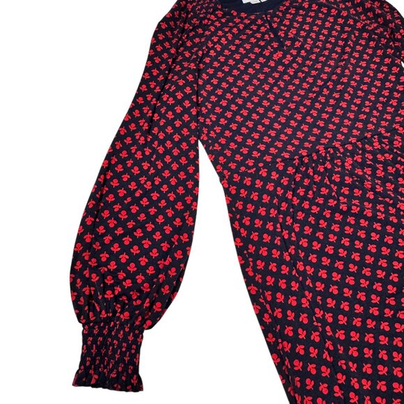 BODEN Eliza Floral Midi Dress Sz.6 Black Red Stretch Whimsigoth Boho Career - Picture 11 of 13